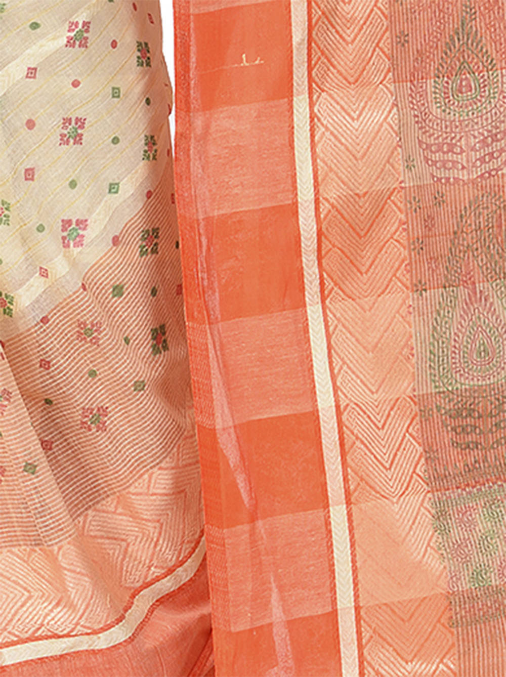 Orange Pure Cotton ANARKOLI PRINT Tant Saree Print (4074)